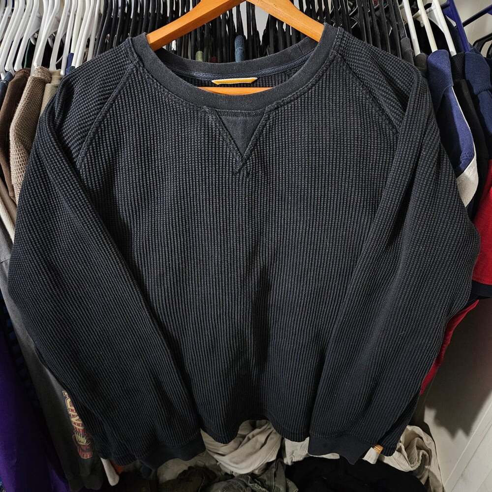 LL Bean Signature Waffle Crew Size XXL Black